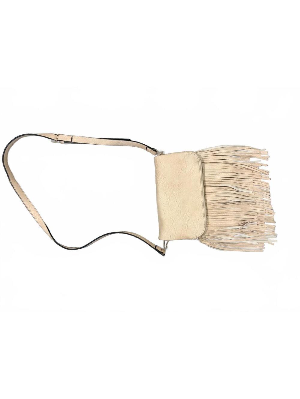 Vintage-Inspired Cream Fringe Crossbody Bag